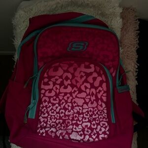 Skechers Pink and Teal Leopard Backpack